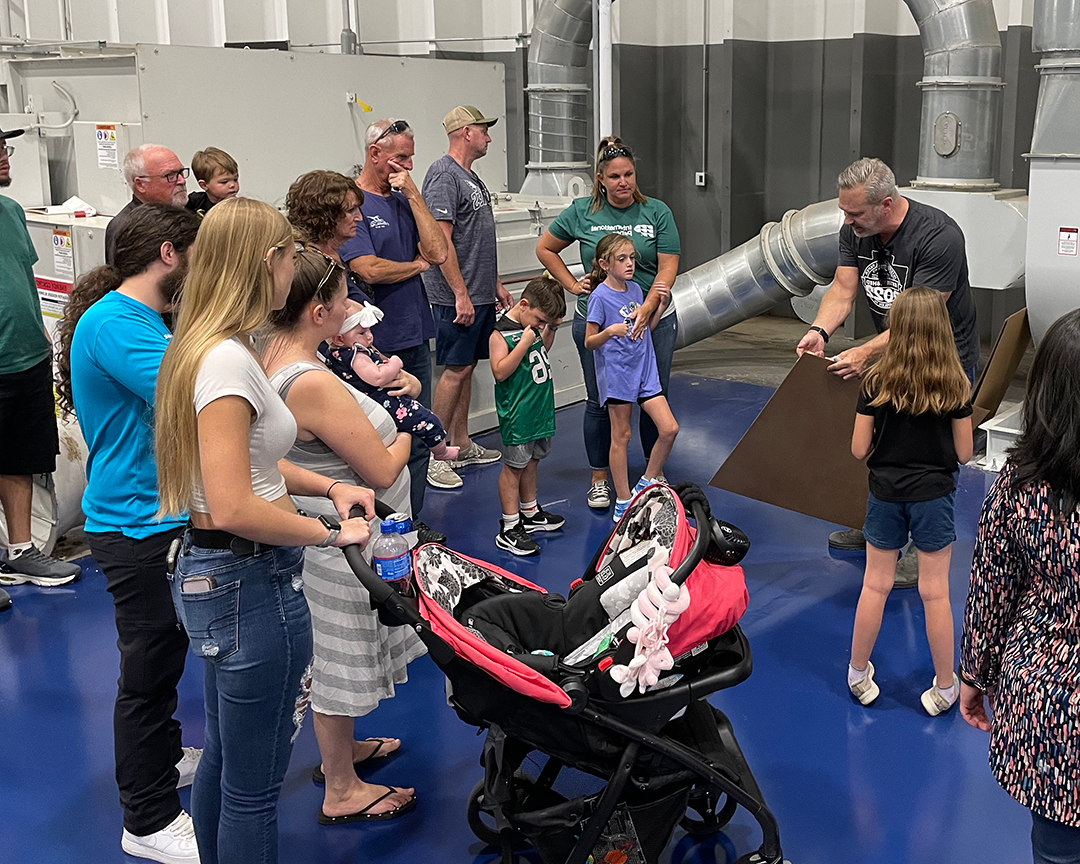 Friends and family learn about corrugated packaging at the Atglen, PA box plant.